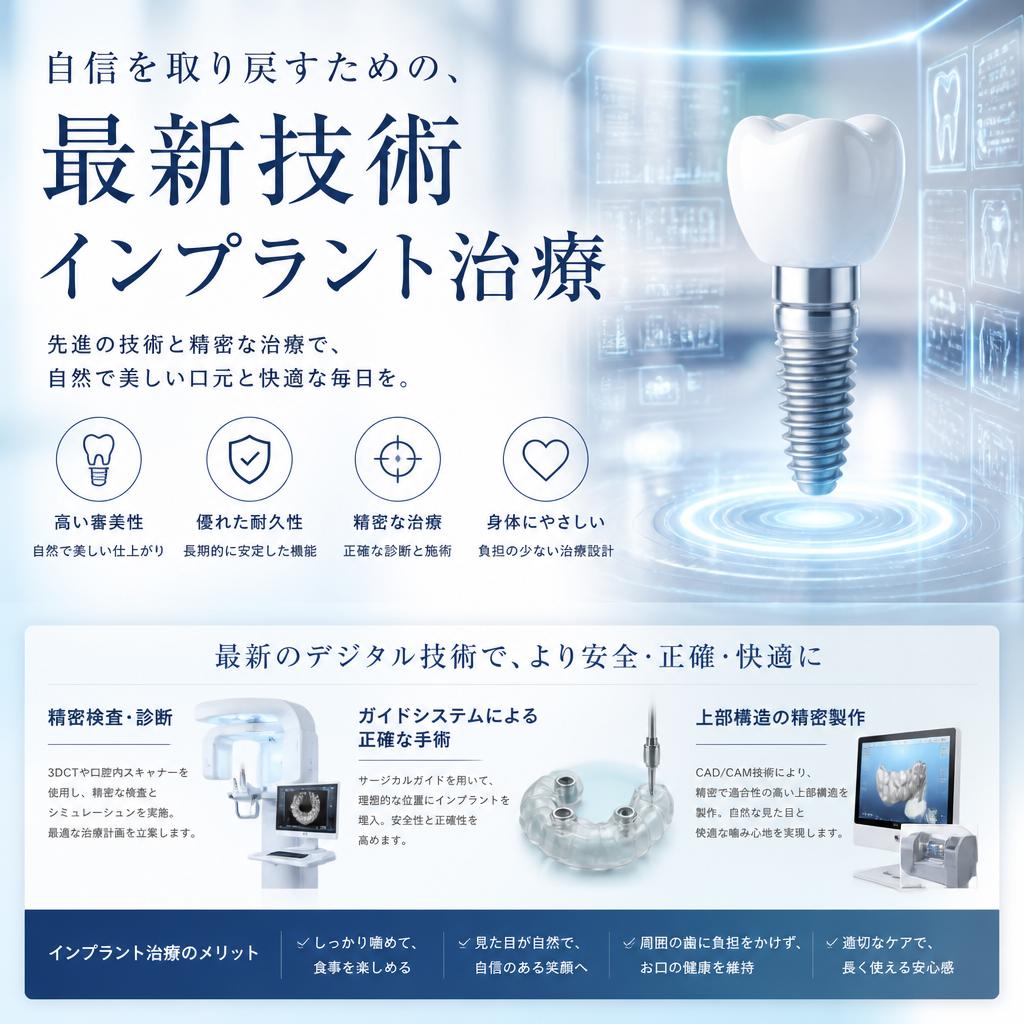 自信を取り戻すための、最新技術インプラント治療